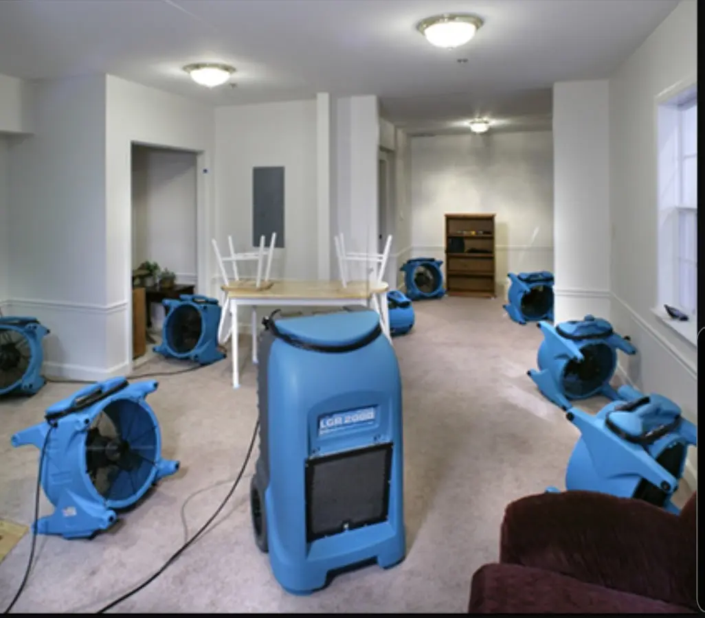 Air movers and dehumidifier setup for Water Damage Restoration in Green Cove Springs